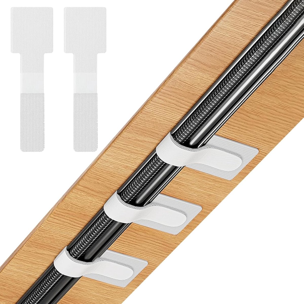 Hook & Loop Cable Straps, Under-Desk Cable Management, Self Adhesive Cable Ties, Reusable Wire Organizers for - ShopVlot