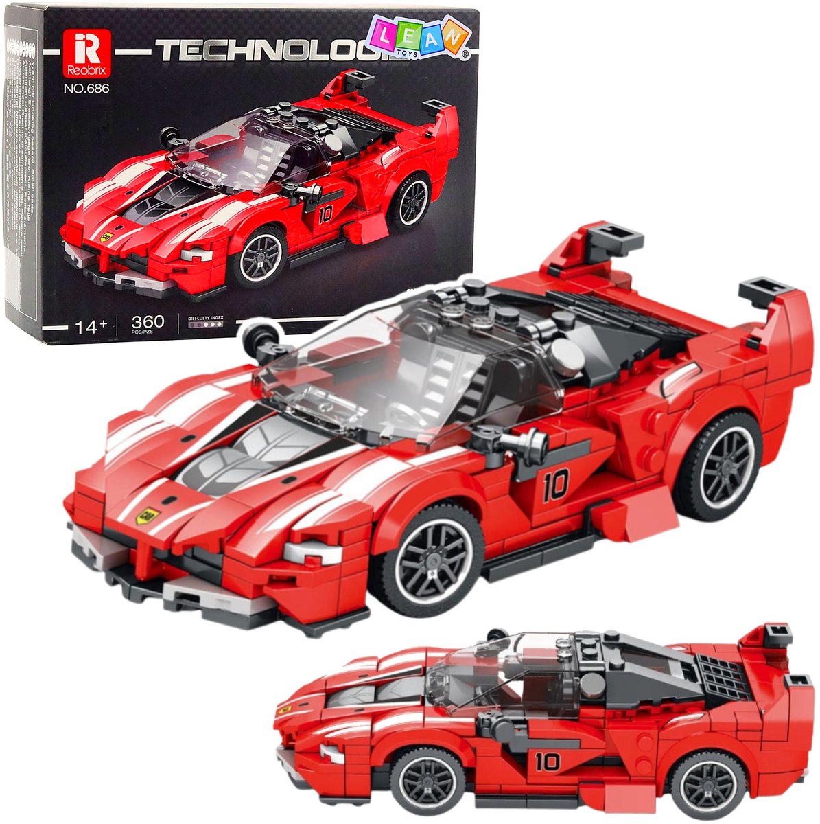 Bouwstenen Fxx-k Raceauto Rood 360 st.