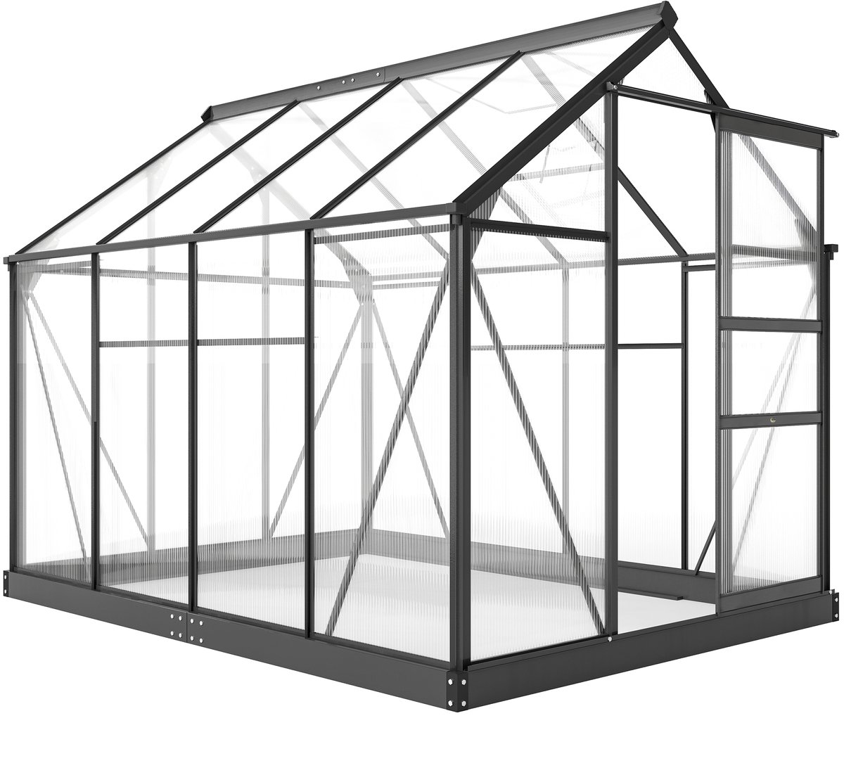 Outsunny Greenhouse-Aluminiumlegierung, Polycarbonat-190L x 252B x 201H cm-Grau