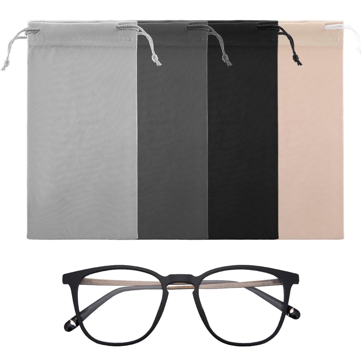 Solidchoice - Set van 4 Zachte Microfiber Brillenhoezen voor Zonnebrillen