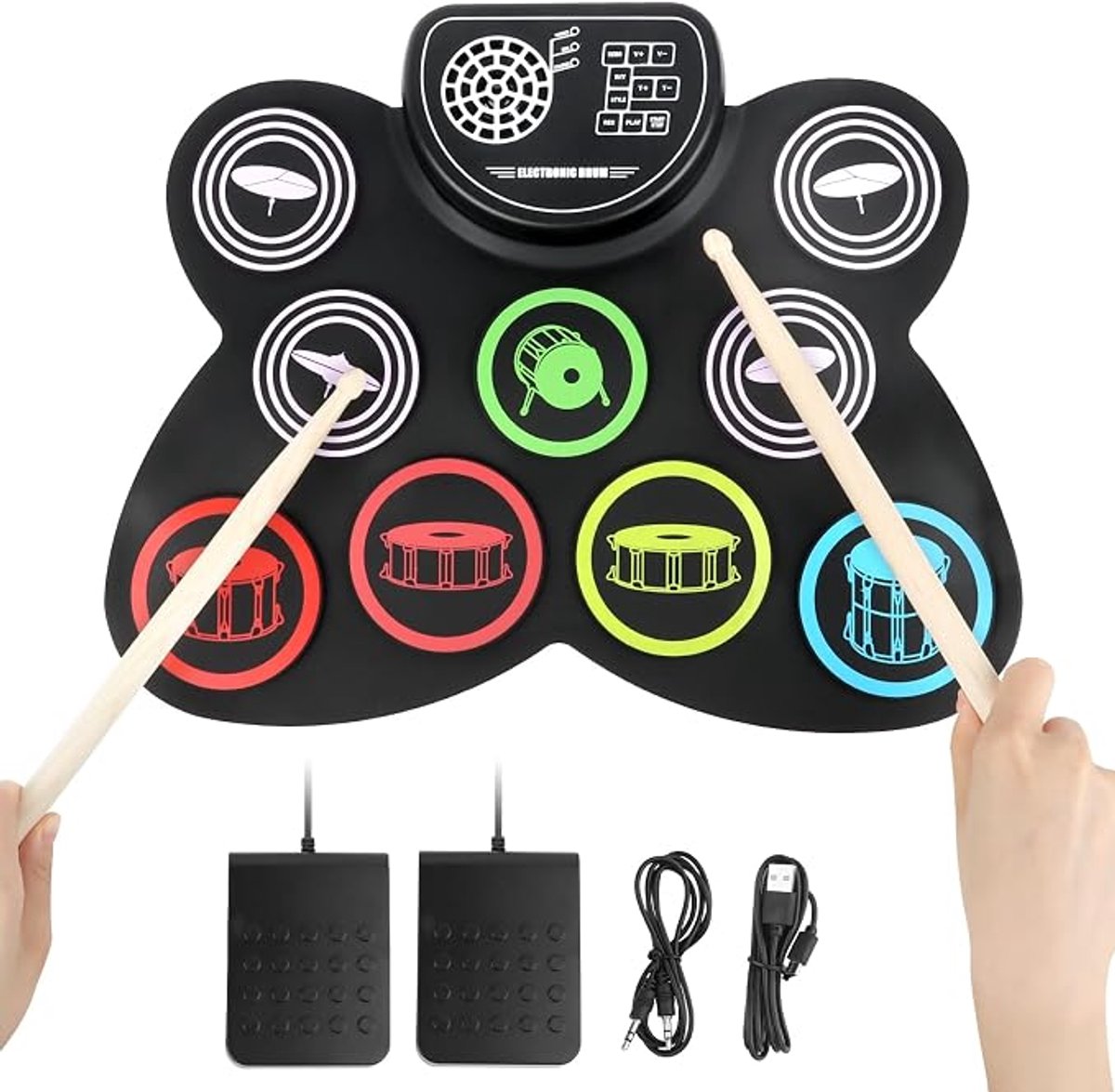 Elektrisch Drumstel voor Kinderen en Volwassenen – E-Drum Kit voor Beginners, Compleet Drumstel met Accessoires