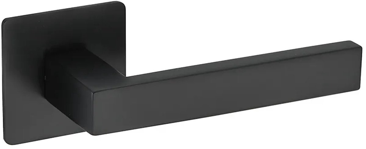 Deurkruk (2x) Enzo vierkant 20mm haaks op vierkant ultra dunne rozet van 3mm mat zwart PVD gecoat | Zwarte raamsluitingen | Zwarte raamsluitingen | |