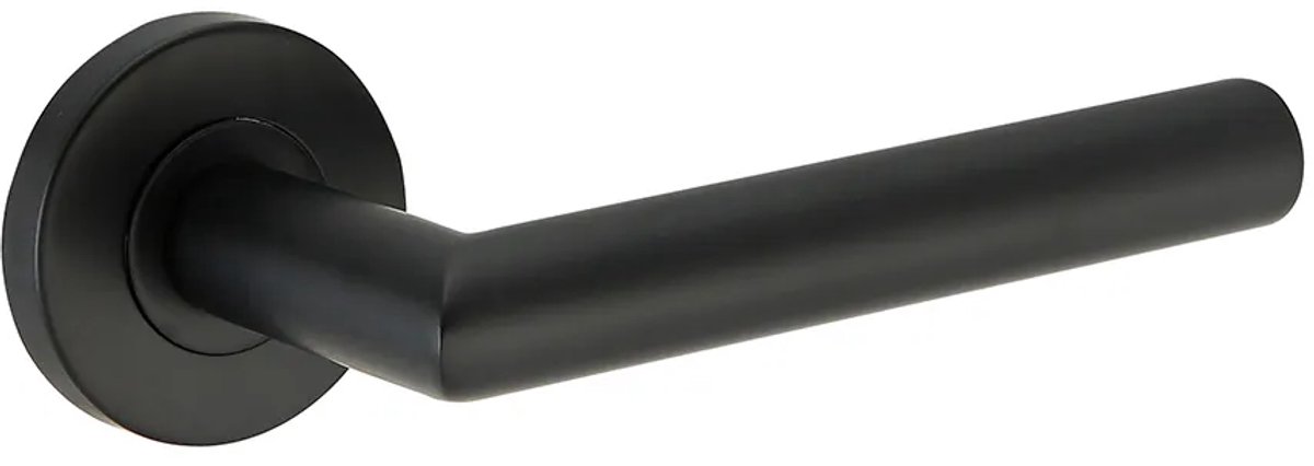 Deurkruk (2x) Amari rond 20mm haaks op rozet mat zwart PVD gecoat | Zwarte raamsluitingen | Zwarte raamsluitingen | Zwarte raamsluitingen | Zwarte