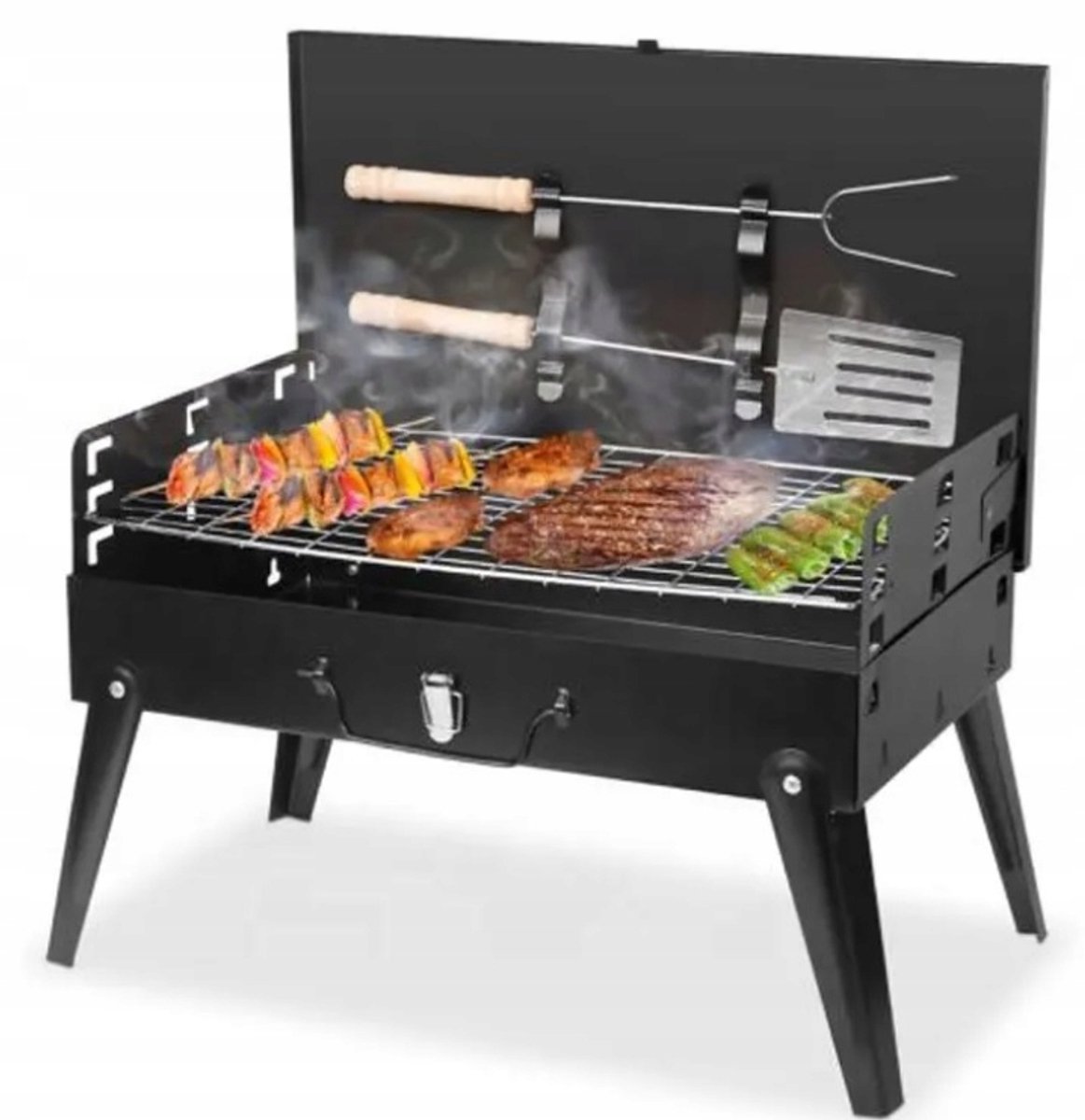 Draagbare Koolgrill in Koffer - Inclusief Accessoires - Staal