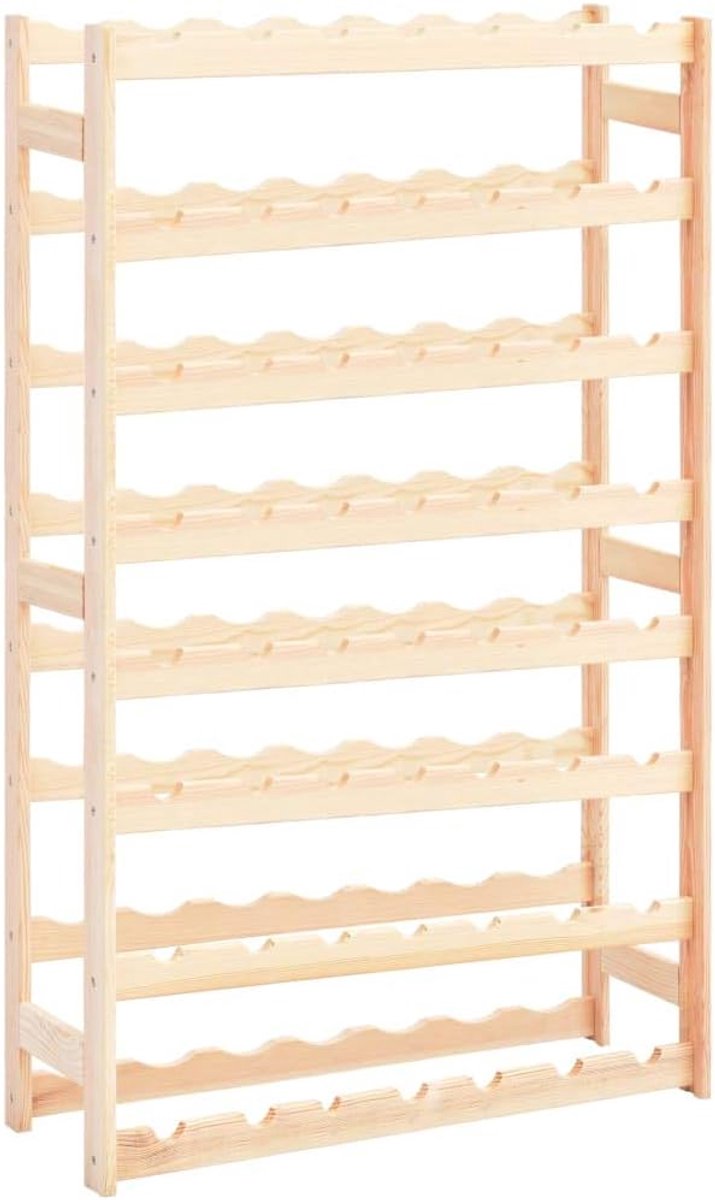 Wijnrek voor 56 flessen, grenenhout, flessenhouder, flessenstandaard, wijnkast, 72 x 25 x 118 cm (b x d x h)