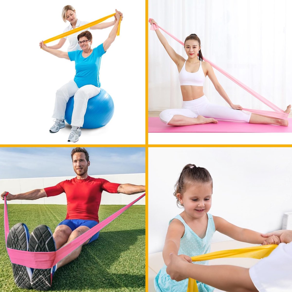 2-delige set fitnessbanden, 15 lbs elastische banden voor krachttraining, 15 lbs, hoogwaardige fitnessband, voor sport, pilates, yoga, krachttraining, lichamelijke revalidatie