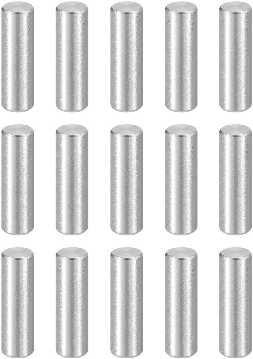 15 stuks pluggen M5 (5 mm) x 22 mm 304 roestvrij staal, cilindrische planksteunpennen, stiftstang, bevestigingselementen voor metalen apparaten, houten meubels, doe-het-zelf montage, zilver