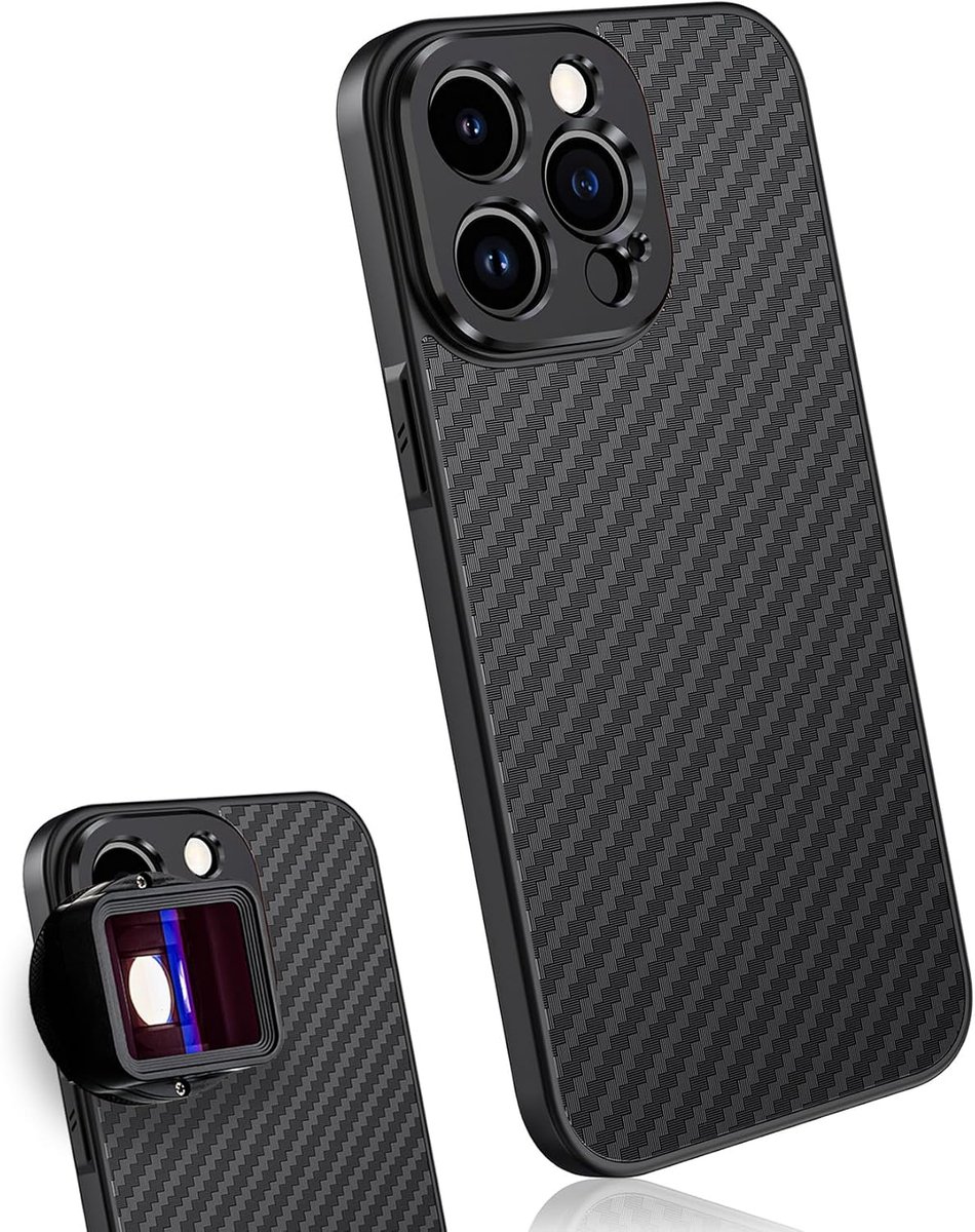 Lens Case 17mm voor iPhone 15 Pro Max - Carbon - Hard Case - Bevestiging voor lenzen - SnelShoppen