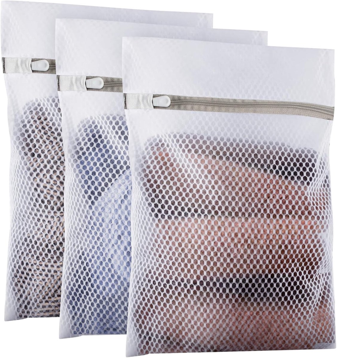 Waszakken van mesh, wasnet met ritssluiting voor delicate kleding, beha, lingerie, ondergoed, schoenen (30 x 40 cm)