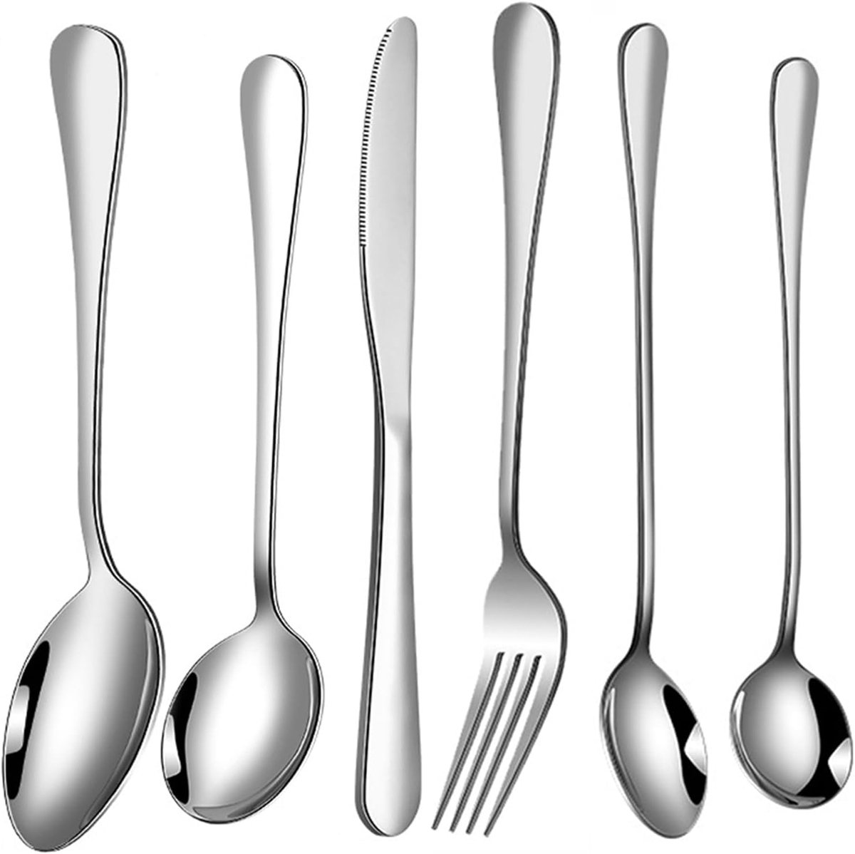 Bestekset, bestekset, met mes, vork, lepel, roestvrij stalen bestek, voor outdoor, reizen, picknick, kantoor, school, lunchbox, 6-delig
