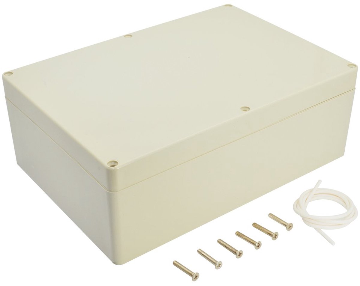 IP65 aansluitdoos van ABS-kunststof, waterdicht en stofdicht, universele elektrische behuizing voor binnen en buiten (263 x 182 x 95 mm), lichtgrijs