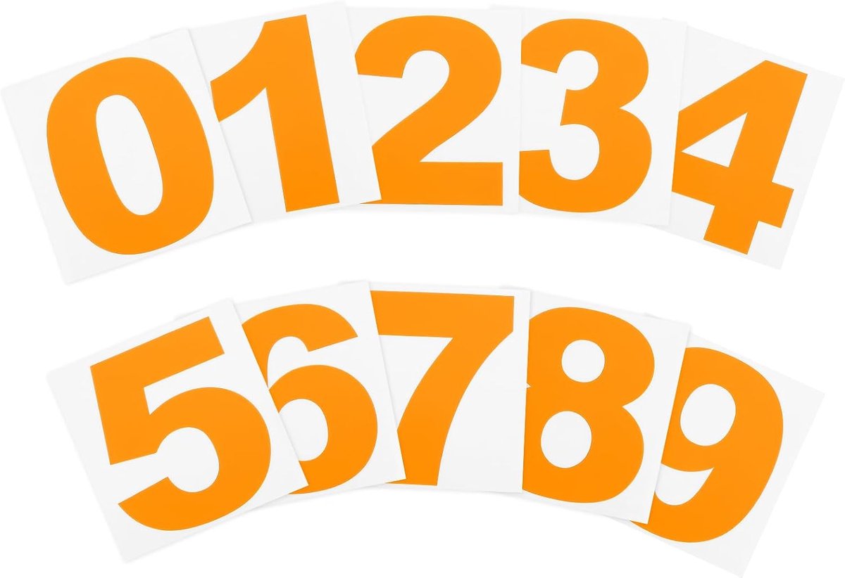 15 cm reflecterende cijferstickers 0-9, 2 set vinyl brievenbus nummer stickers zelfklevende stickers voor buiten auto's deuren ramen borden binnen buiten, oranje