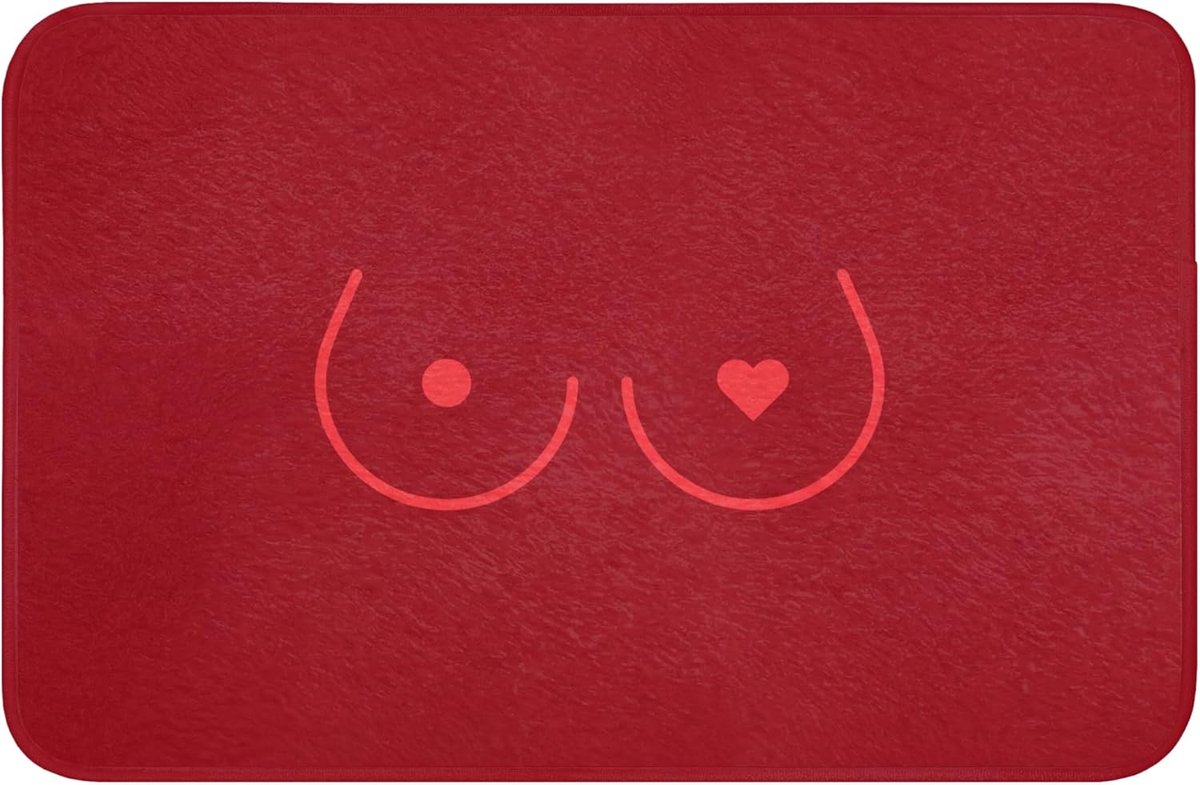 Badmat Rechthoekig 60x40 cm Badkamer Accessoires Bath Mat Anti Slip Wc Memory Foam Wasbaar Zacht Bathroom Toilet Mats Washable Minimalistisch - Lijnillustratie - Rood