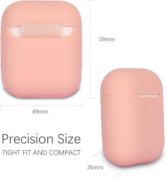 hoes compatibel met AirPods 2 & 1, siliconen beschermhoes, hoes voor AirPods 2 & 1, led aan de voorkant zichtbaar, roze — afbeelding 4