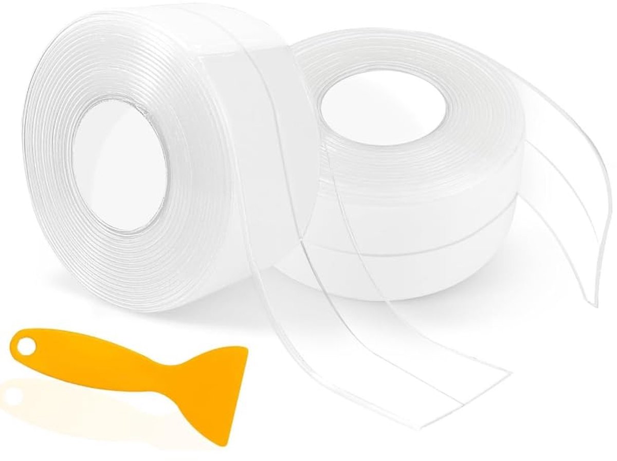 3,2 m afdichtingstape, zelfklevend, transparant, pvc, zelfklevend, pvc-afdichtingsstrip, waterdichte tape, voegafdichtband voor keuken en toilet (38 mm x 3,2 m)