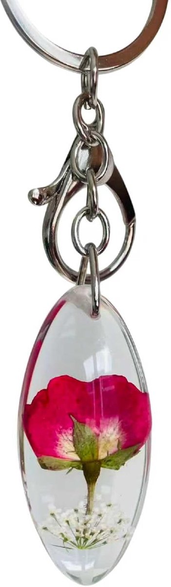 Echte Rode Roos Acryl | Tas Hanger Droogbloem Uniek