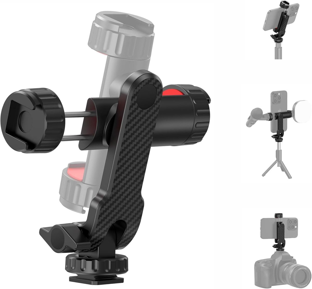 Telefoonhouder statief 360° rotatie - 180° kanteling - met koude schoenen - ideaal voor mobiele fotografie - SnelShoppen