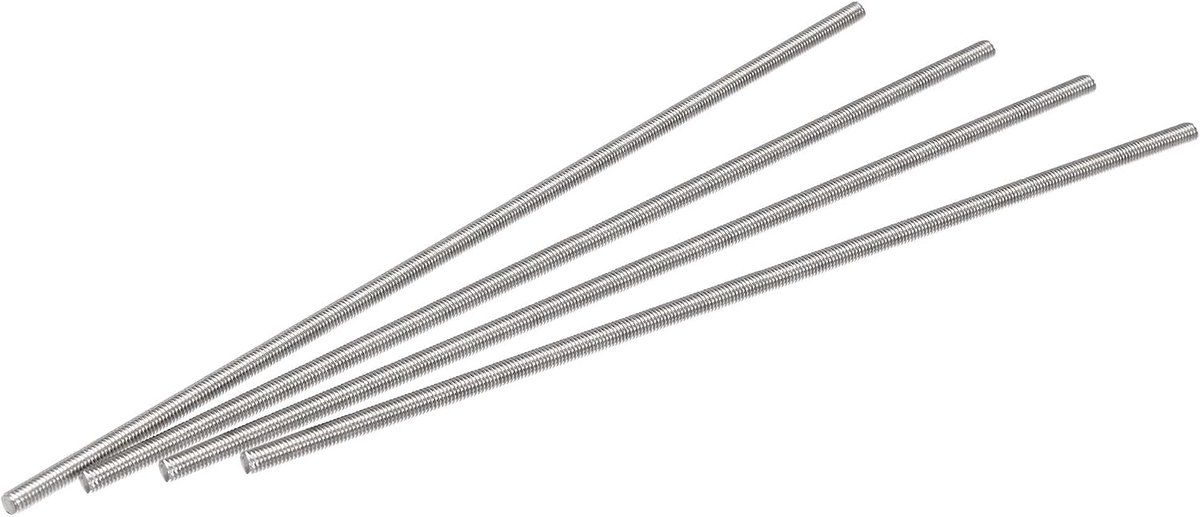 sourcing map 4 stuks volledige schroefdraadstang M5 x 250 mm 304 roestvrij staal rechtse schroefdraad
