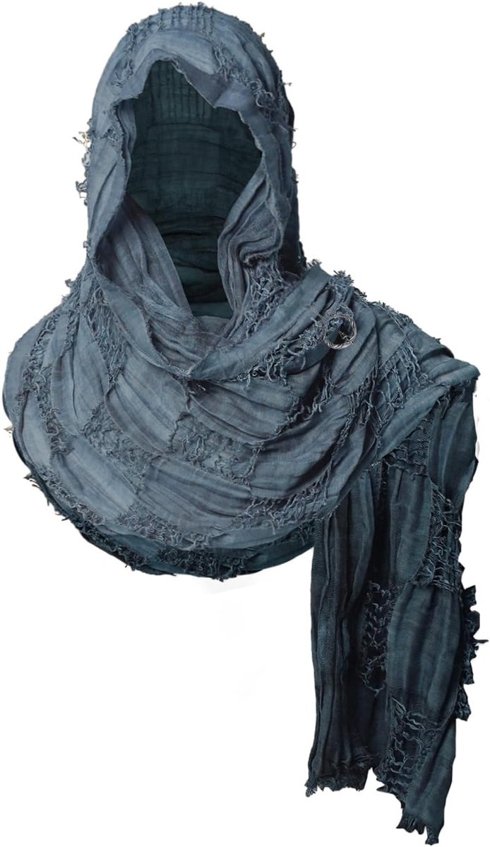 Wikkelcape, schouderdoek, lange doek met broche van linnen, Halloween, vintage, goth-cape
