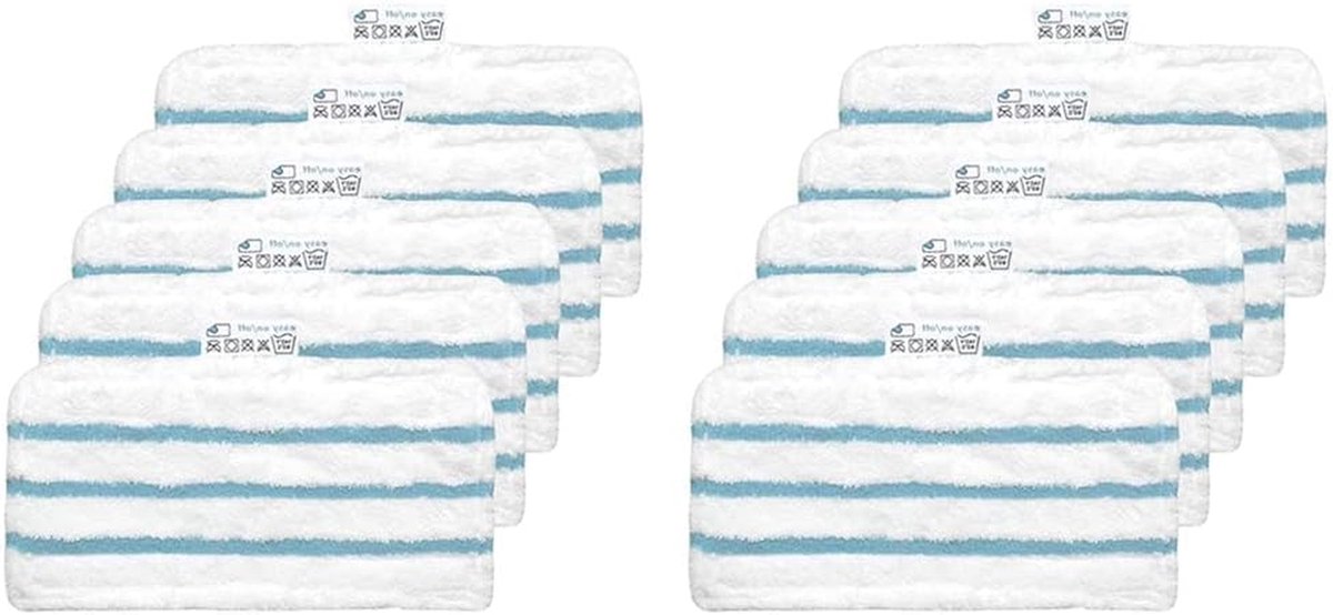 Microvezel Pads - Dweilhoezen - Stoomreinigen Vloeren - Wasbaar tot 60°C - 31 x 16 cm - Wit Blauw