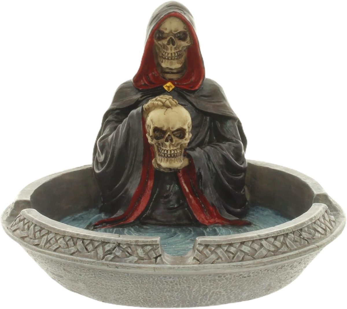 Asbak in Alien & Mystic Design - Maakt van elke ruimte je persoonlijke universum! Unieke as, handbeschilderd, voor SciFi & Fantasy fans (Magere Hein met schedel)