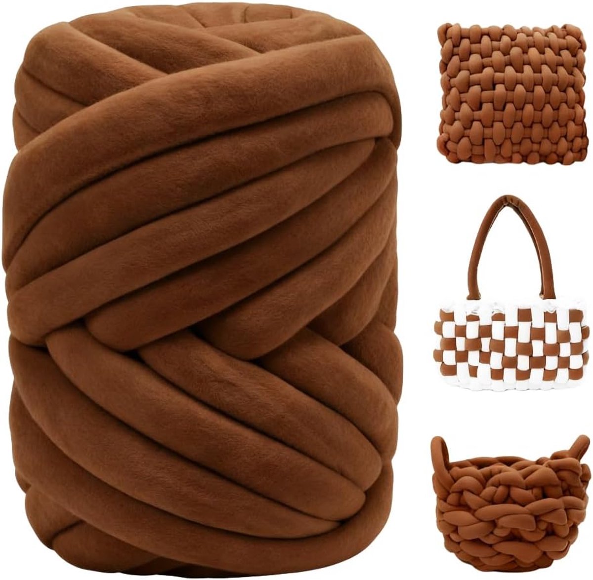 breigaren, 500 g wol voor handdekens, dikke kluwen, grove wol, voor huisdieren, bed, bank (bruin)