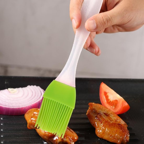 1 stuk siliconen schraper, hittebestendige siliconen spade, deegschraper siliconen, bakken, koken, siliconen keukengerei, met 1 siliconen grillkwast, braadborstel, keukenkwast, voor koken, bakken (groen) — afbeelding 3