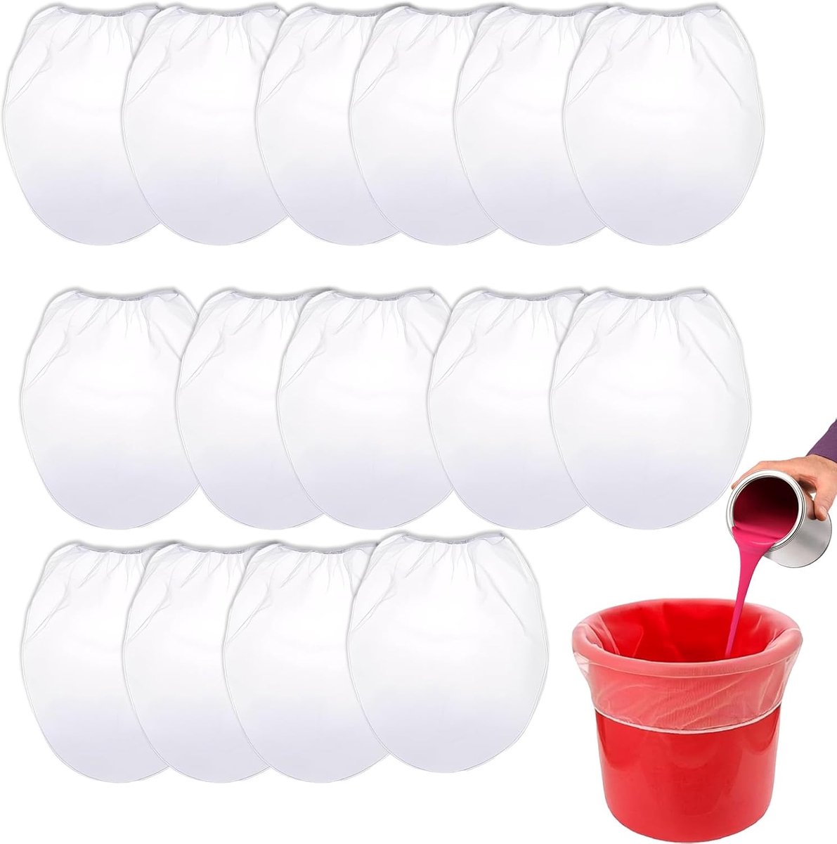 Verfzeef Set 15 Stuks Nylon Filterzakken 1 Gallon 28x32cm Herbruikbaar Wit Voor Verf Water Hydroponics Schilderen