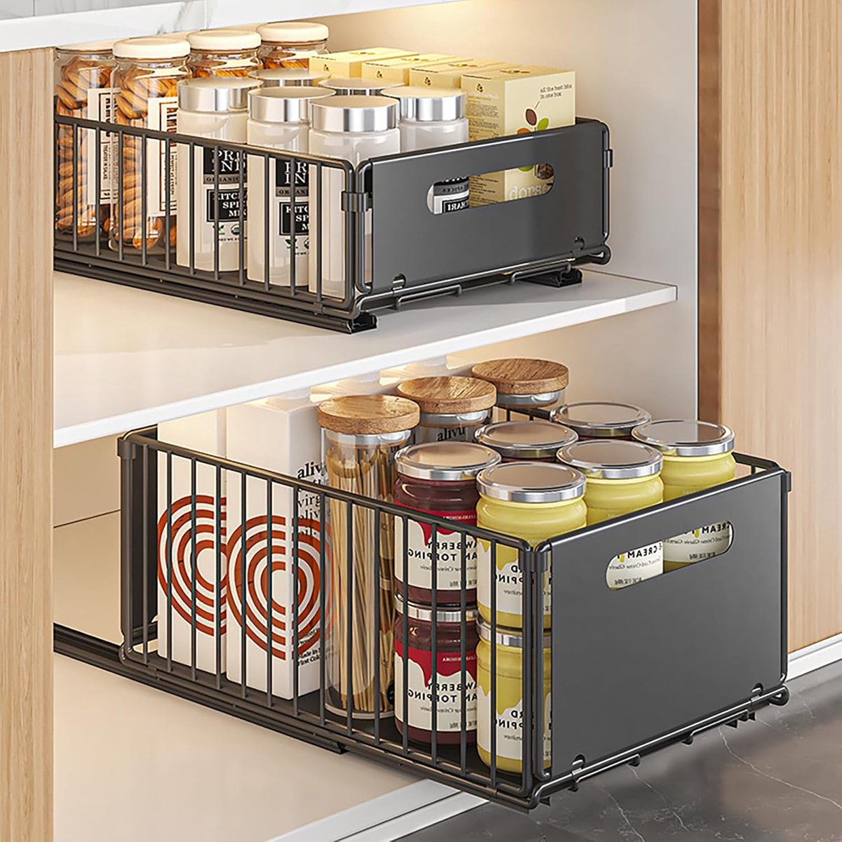 Intrekbare 2-pack opvouwbare kastorganizer voor organisatie van keukenkasten