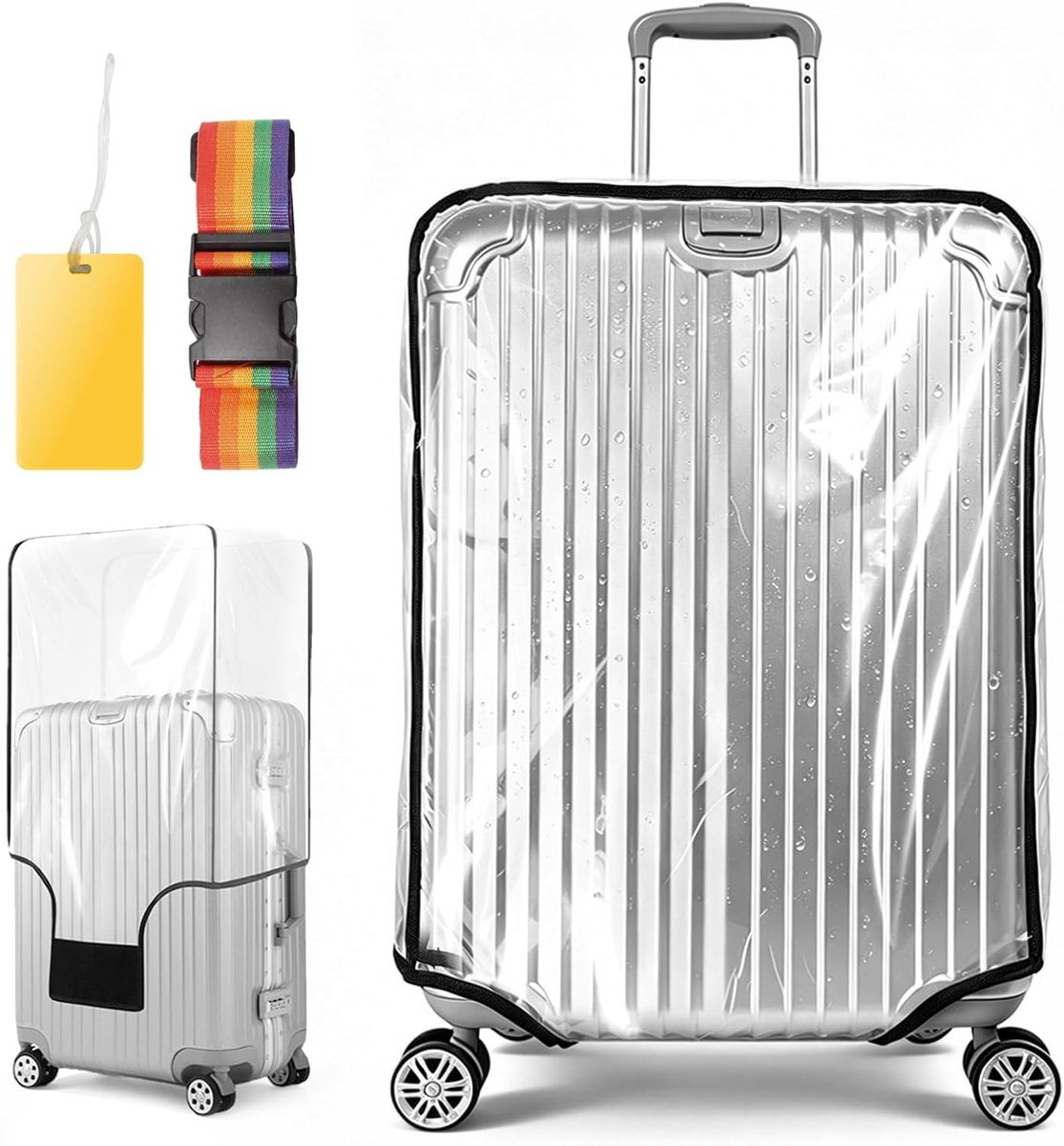 Kofferbeschermhoes, transparant, bagageafdekking, doorzichtig, 30 Zoll, modern | Kofferhoes, transparante kofferbeschermhoes, pvc-koffer, beschermhoes, transparante afdekkingen, waterdicht, krasbescherming