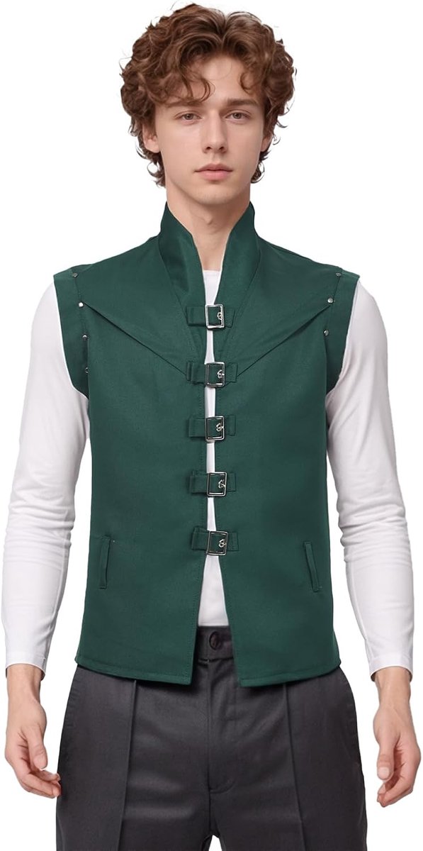 Middeleeuws Heren Steampunk Vest Met Renaissance Knopen Viking Piraten Kostuum Voor Halloween Feesten Avontuur