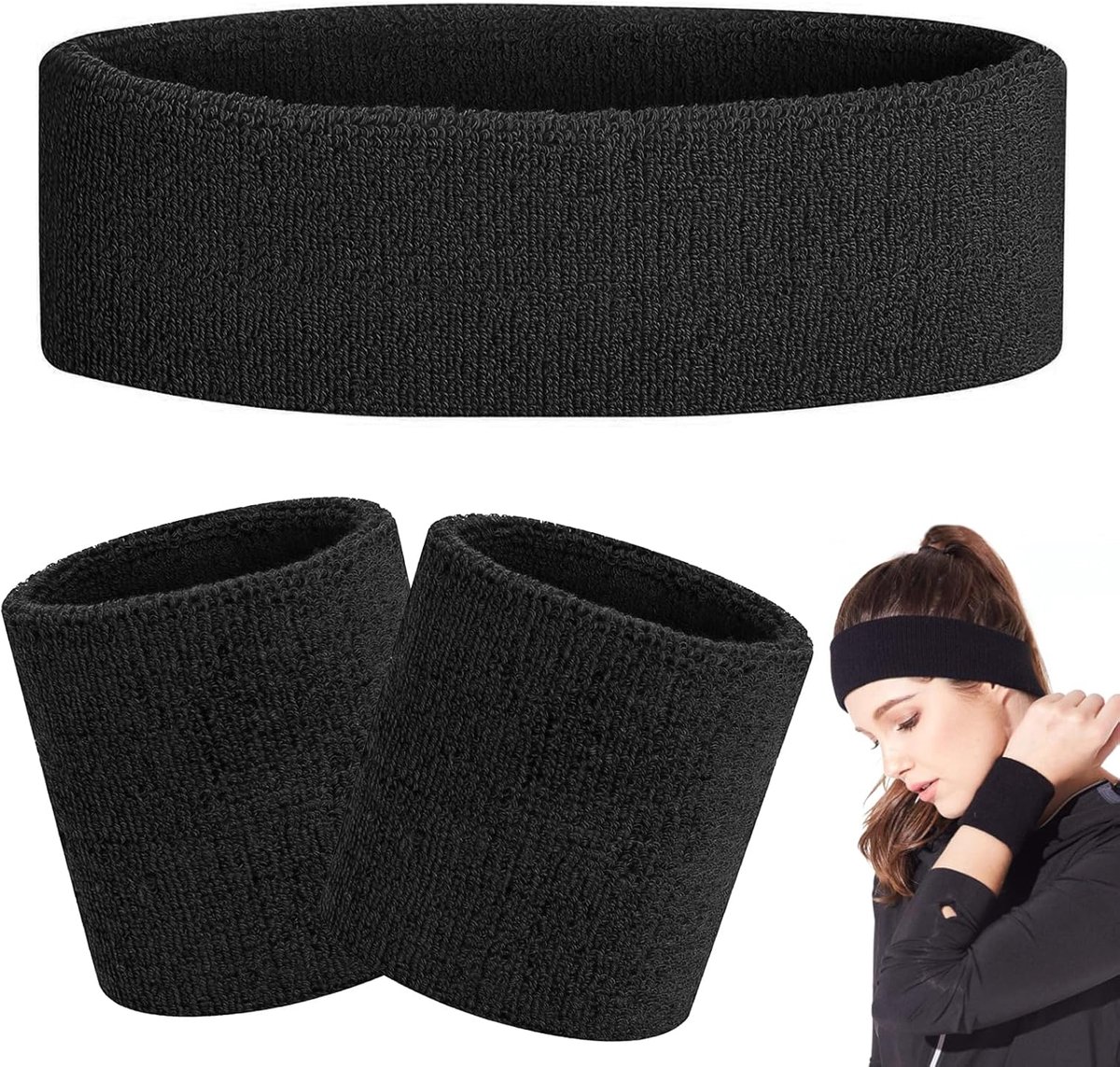 3 Stuks Elastische Zweetband Pols,Zweetbandjes Set voor Dames en Heren,Polsband voor Hardlopen Sport en Fitness,Zweetbanden voor Dames,Zweetband voor Tennis voor Hardlopen,Basketbal en Tennis