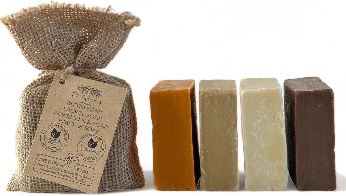 Zeep + Pijnboomteer Zeep + Aleppo Zeep + Bittim Zeep Organische Natuurlijke Traditionele Handgemaakte Antieke - - Absoluut geen chemicaliën! Pure natuurlijke zepen!
