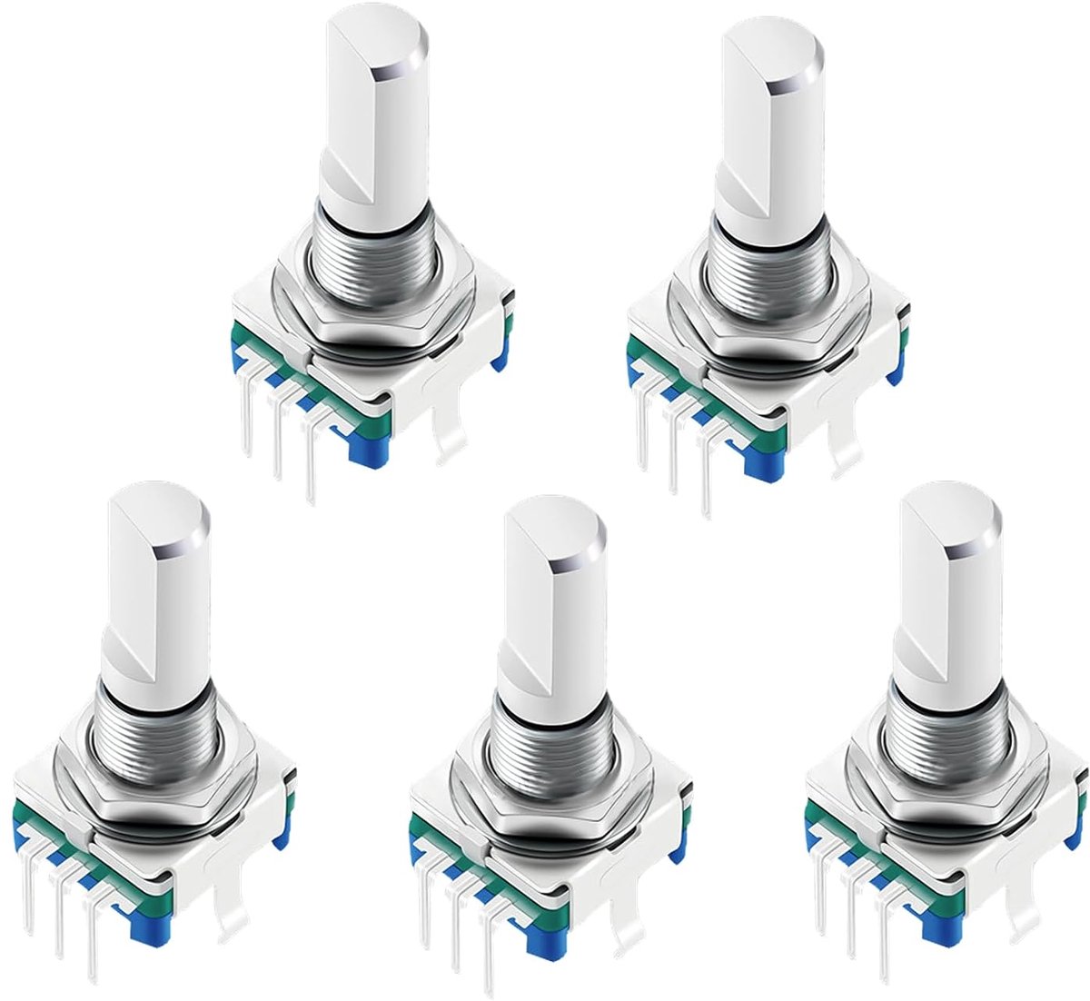 5 stuks EC11 360 graden digitale potentiometer 5-polige greeplengte 20 mm voor elektronische projecten gegevensinvoer