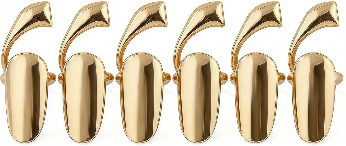 6Pcs Vrouwen Vinger Nail Ring Beschermen Nagel Cap Cover Ring Vinger Tip Accessoires