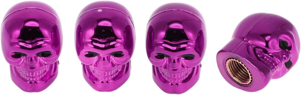 Tire Valve Stem Caps 7x22mm - Skulls - Paars Kunststof - Decoratieve bescherming voor ventielen - ShopVlot