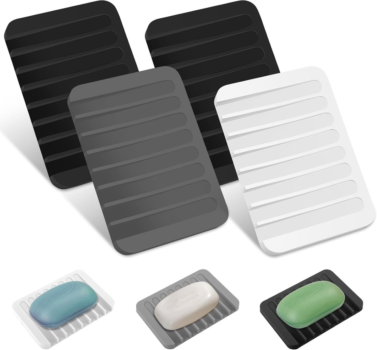 Zeepbakje met afvoer - Silicone - 4 stuks - Ideaal voor badkamer en keuken - ShopVlot