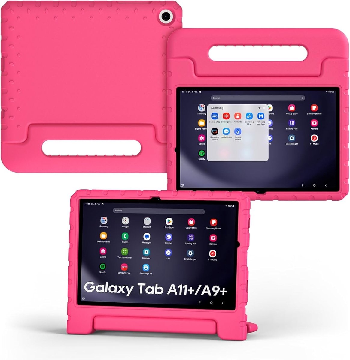 Tablet Hoes voor Samsung Galaxy Tab A11 Plus / Tab A9 Plus Hoes Roze – Kidsproof Kinderhoes met Handvat – Schokbestendige Beschermhoes - Ntech