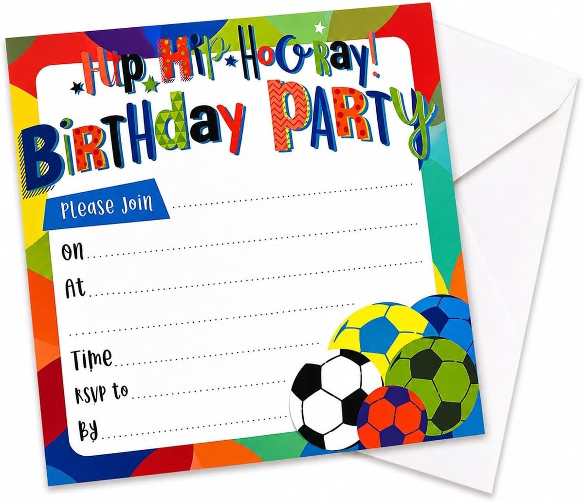 Uitnodigingen voor het voetbal verjaardagsfeest - 12 stuks - met enveloppen - voor een feestelijke verjaardag - ShopVlot