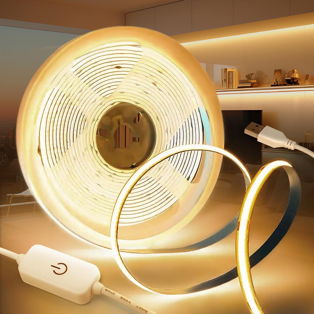 LED strip licht 3M dimbaar - warmwit 3000K - zelfklevend flexibel - sfeervolle achtergronverlichting - ShopVlot