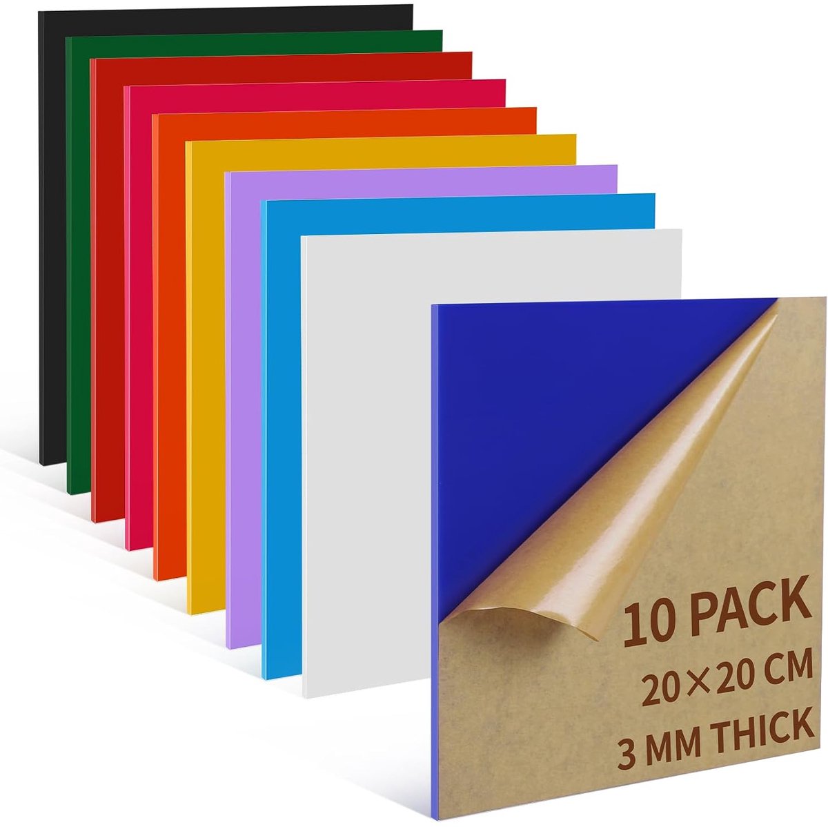 Acrylplaten 20 x 20 cm - kleurrijk plexiglas - 10 stuks - ideaal voor laser snijden en decoratie - ShopVlot