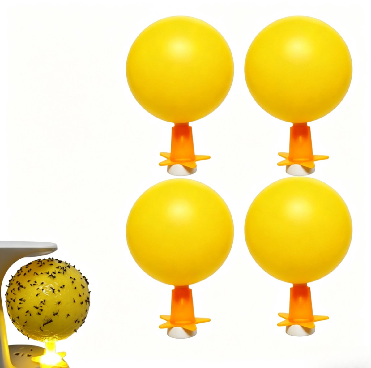 4 stuks - Gele fruitvliegenval - Kleine vliegenval - Lichtgevende voet - Kleverige insectenbal - Stervormige USB-lichtgevende voet - 8*12 cm