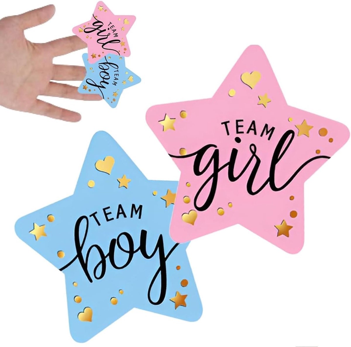 96 stuks genderonthullingsstickers - feestelijke decoratie - team jongens of meisjes - perfect voor babyshower - ShopVlot