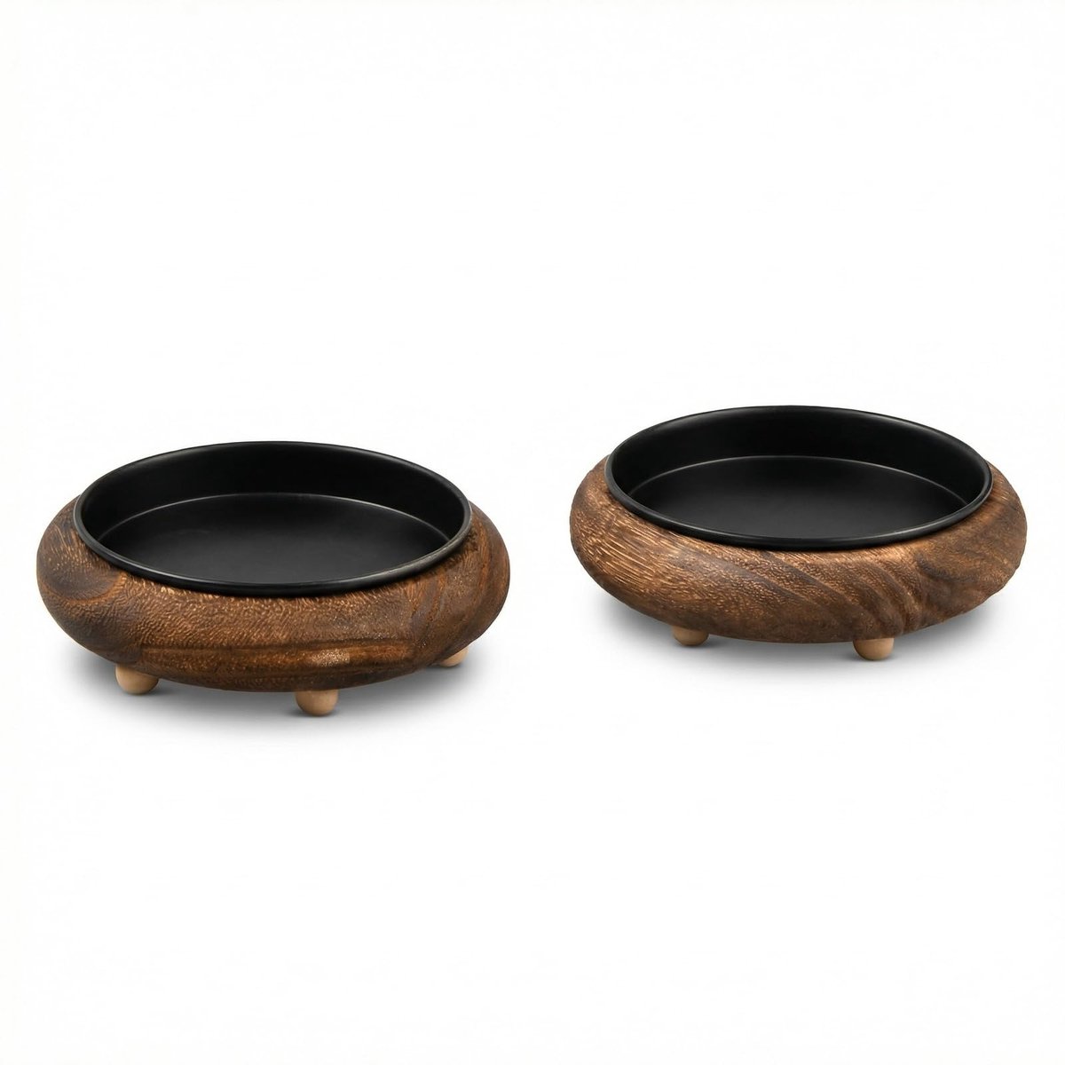 Houten kaarsenplaten set van 2 - ronde kaarsenhouders - zwart - perfect voor bruiloften - ShopVlot