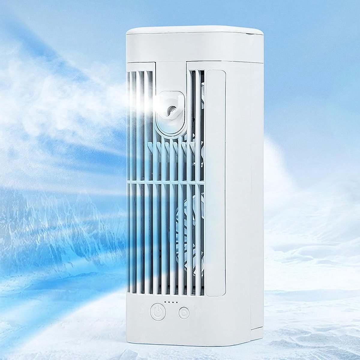 Draagbare Airco - Luchtkoeler Ventilator - Persoonlijke Koeling - Met Verneveling - 120 ml - Wit