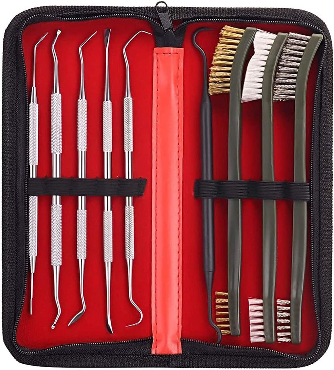 Reinigingsset voor wapens - dubbelzijdige nylon, messing en staalborstels - compact en handig - ShopVlot