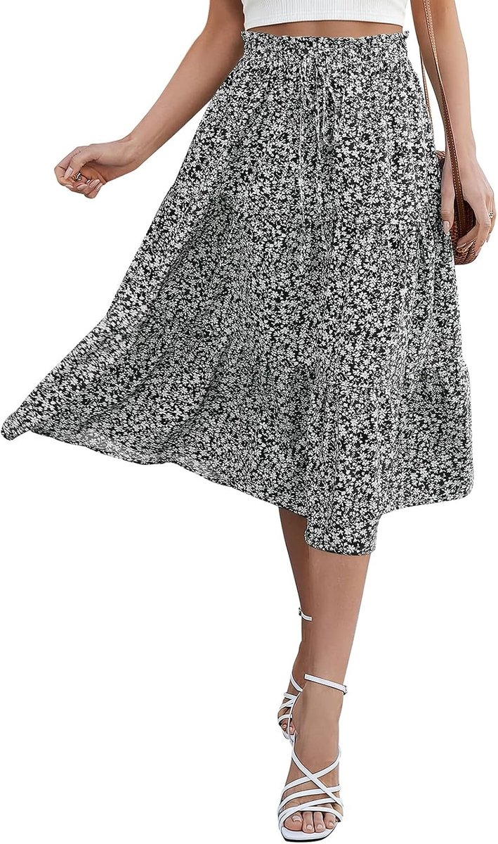 Midirok dames hoge taille - knielange zomerrok - licht en luchtig - perfect voor vrije tijd - ShopVlot