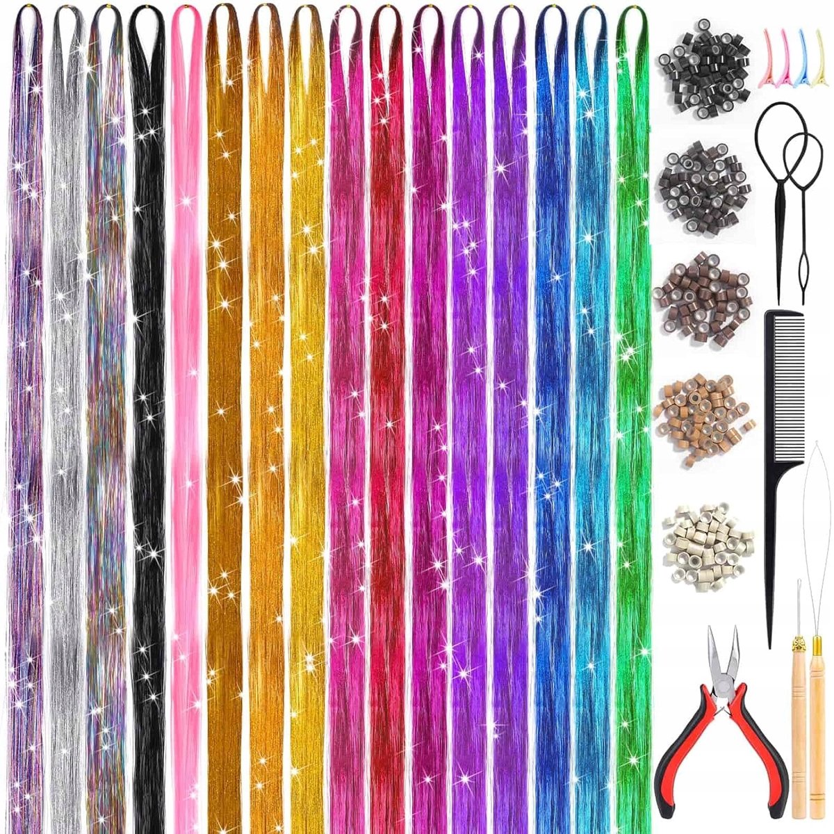Gekleurde Haarverlengingen Set: 3200 Strengen & Accessoires