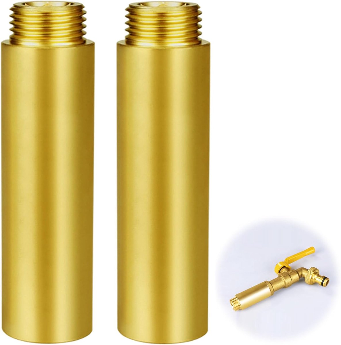 Tap Extension 2 Pieces 1/2 Inch x 100 mm Brass Extension Fitting DN15 Extension Fitting Tap Extension with Outside on - ShopVlot