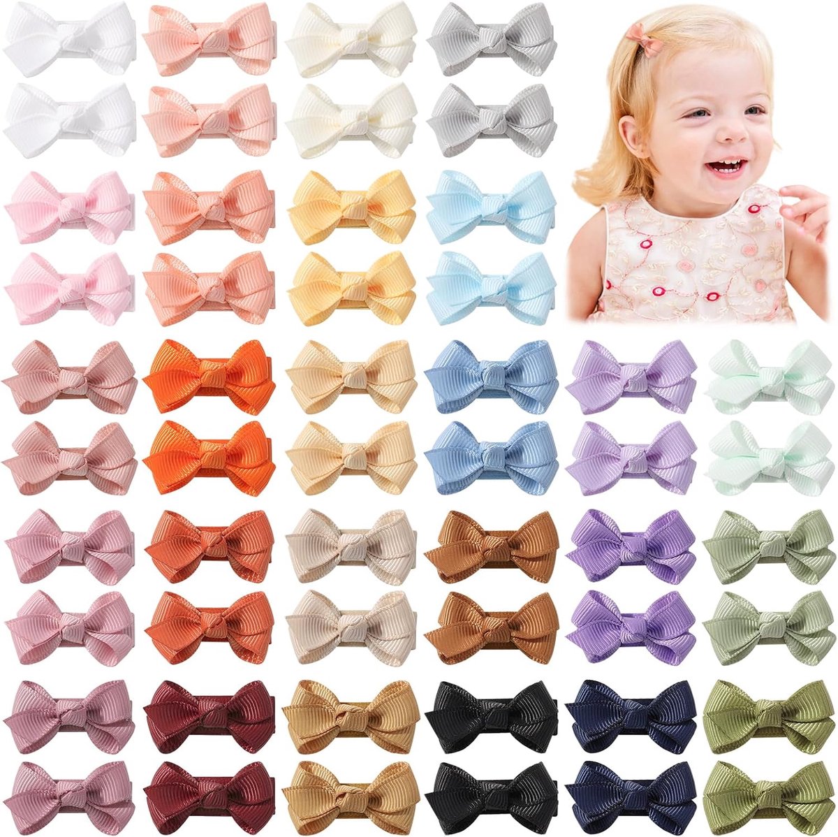 Choicbaby 52pcs Girls Hair Clips 3cm Hair Clips Hair Bow Barrettes Kids Hair Jewelry for Baby Girls Toddlers - ShopVlot